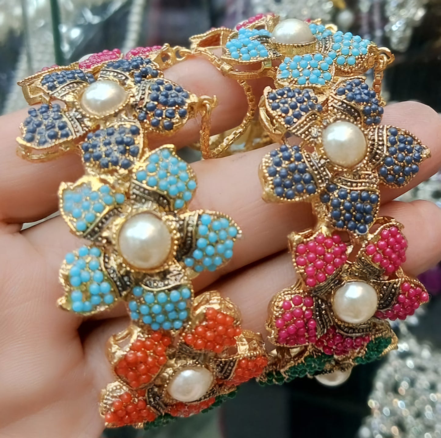 Bangle Openable Kara Set || Glod Plated Kara Pair || Bangles with Zircon Stones