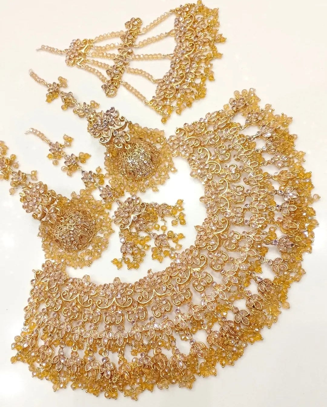 Zircon Manjus Gold Plated Complete Bridal Package / Indian Pakistani Bridal Shaadi Wedding Jewelry/ Sabyasachi Bollywood