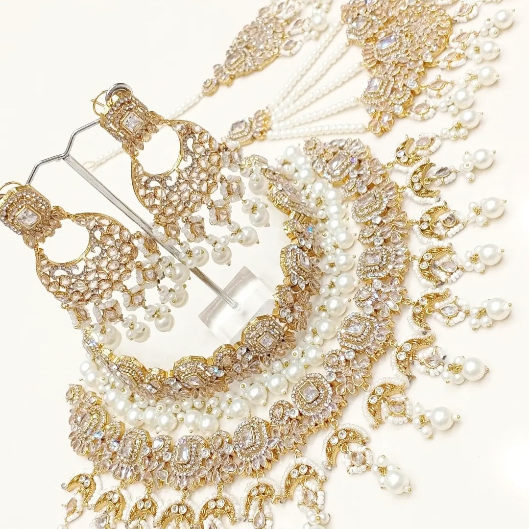 Jaipori Amrapali Double Necklace Bridal Set with Jhumar and Teeka || Perfect Jewellery Set for Wedding, Eid or any Occasion