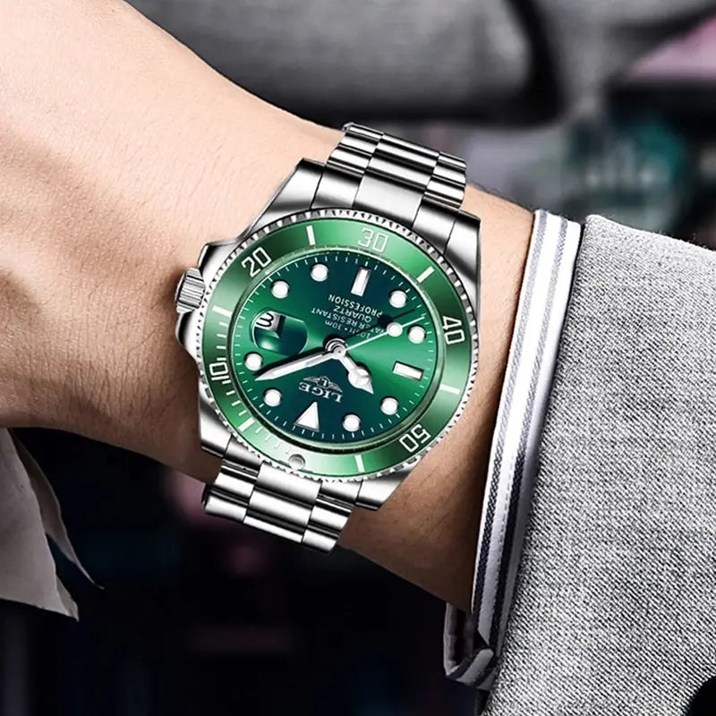 LIGE Top Brand Luxury Fashion Diver Watch Men 30ATM Waterproof Date