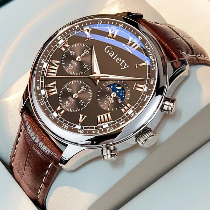 GAIETY High Quality Men's Luxury Belt Fashion Quartz Watch Men Round