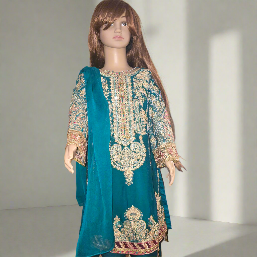 Eid Collection 2025 | Baby Girl Embroidered 3Pc Kameez Shalwar for Eid & Party wear