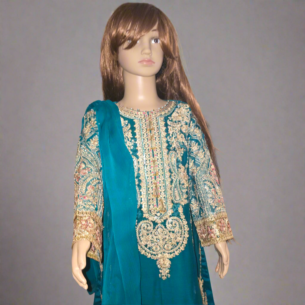 Eid Collection 2025 | Baby Girl Embroidered 3Pc Kameez Shalwar for Eid & Party wear